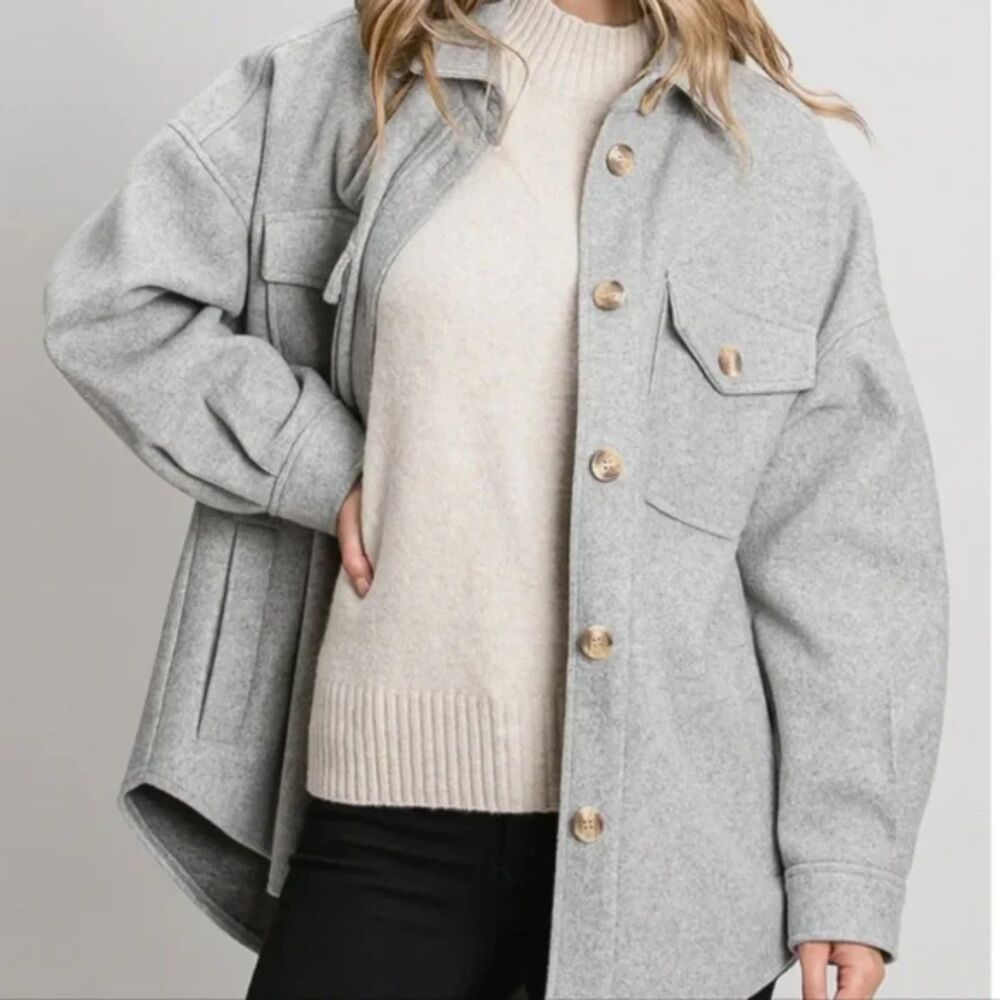 BE COOL Button-Up Jacket Shacket The Madeline Gra… - image 1